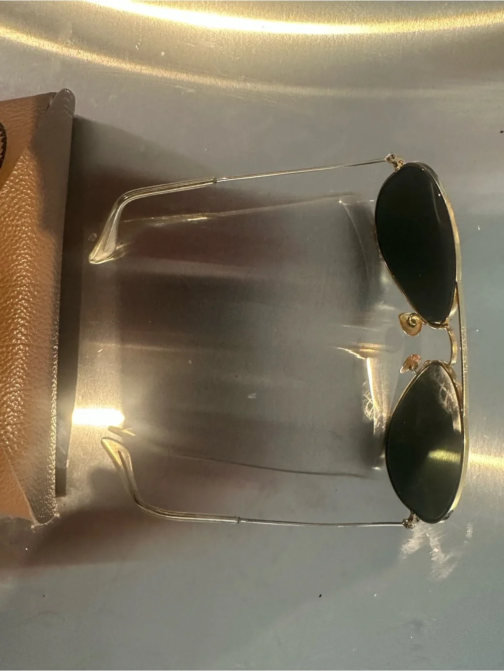 Vintage Bausch & Lomb Ray-Ban Aviator Sunglasses Gold Green BL Lenses w/ Case